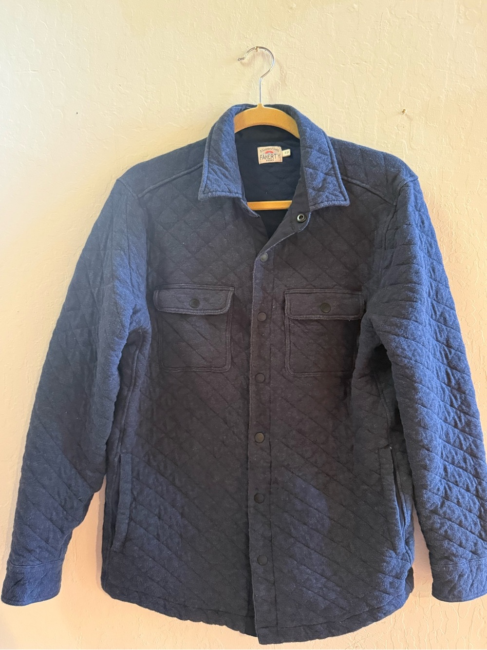 Faherty Epic Quilted Fleece Button Down Navy Size S